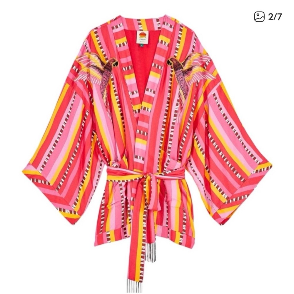 Farm Rio $235 Embroidered kimono top NWT - Picture 6 of 9